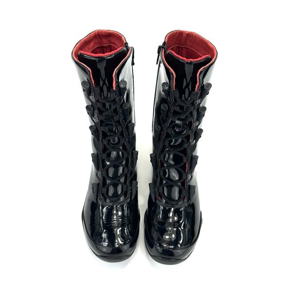 Ahnu Black Flat Winter Boot Size 7.5 Patent Leather Lace-Up Zip Closure Mid-Calf - Picture 10 of 15